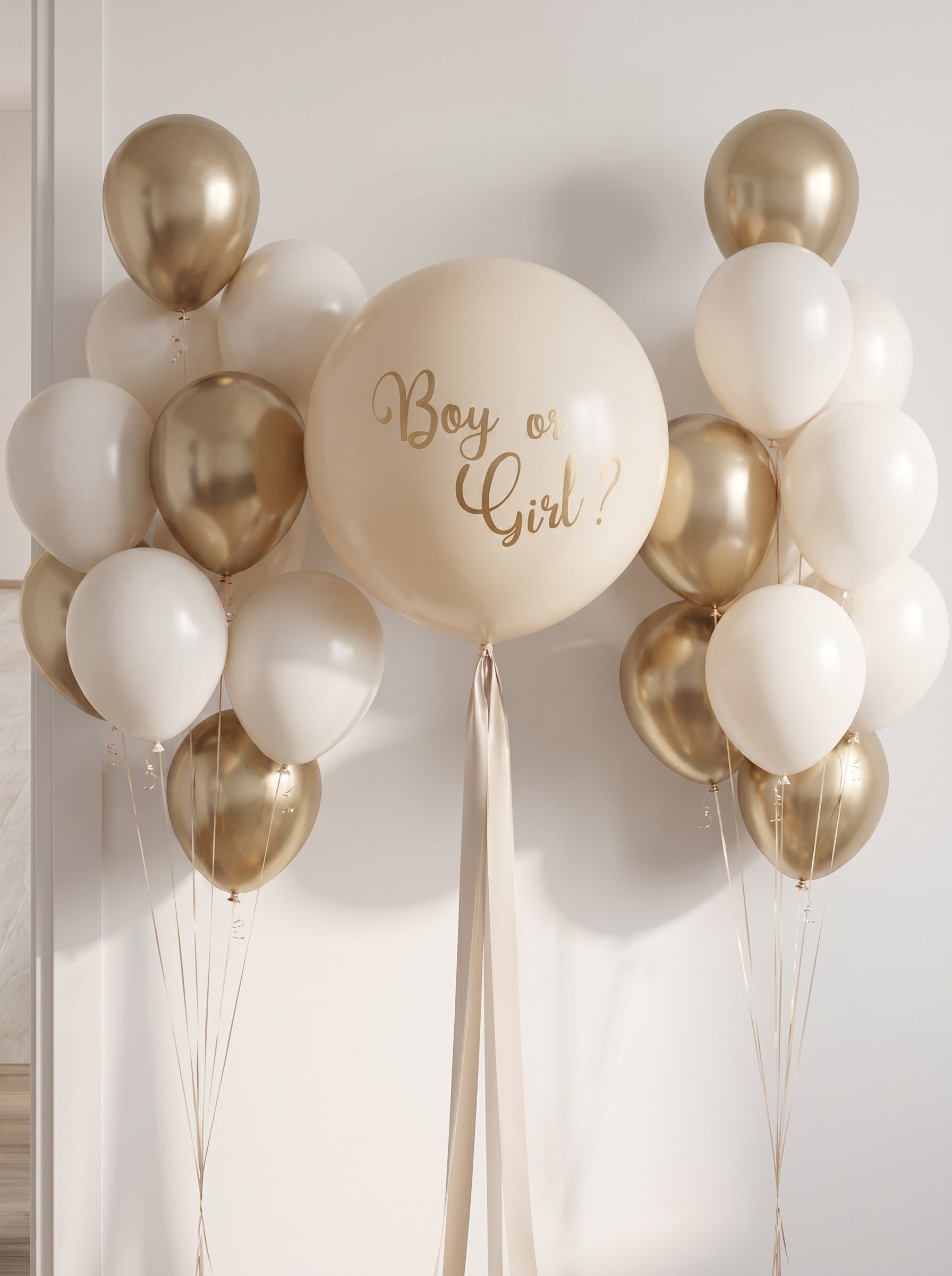 Gender Reveal Balloon Package | White & Gold