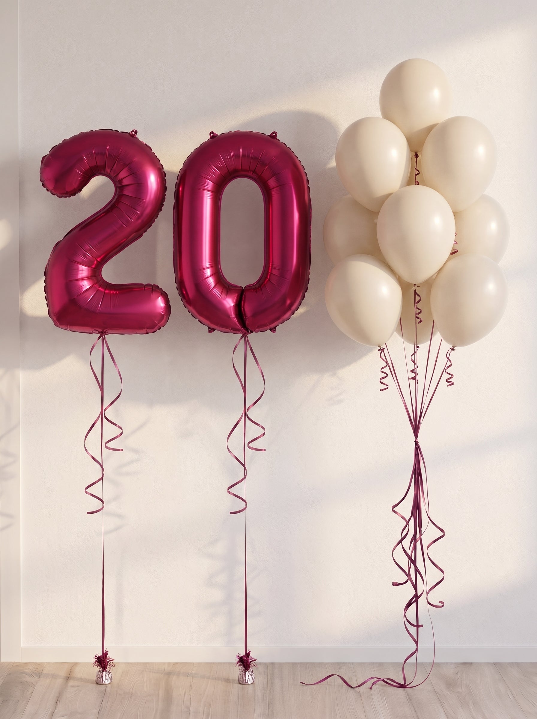 Number Balloon Bouquet | Burgundy & Sand White