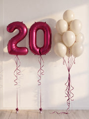 Number Balloon Bouquet | Burgundy & Sand White