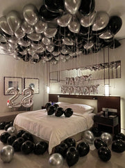 Birthday Balloon Room Package | Black & Silver